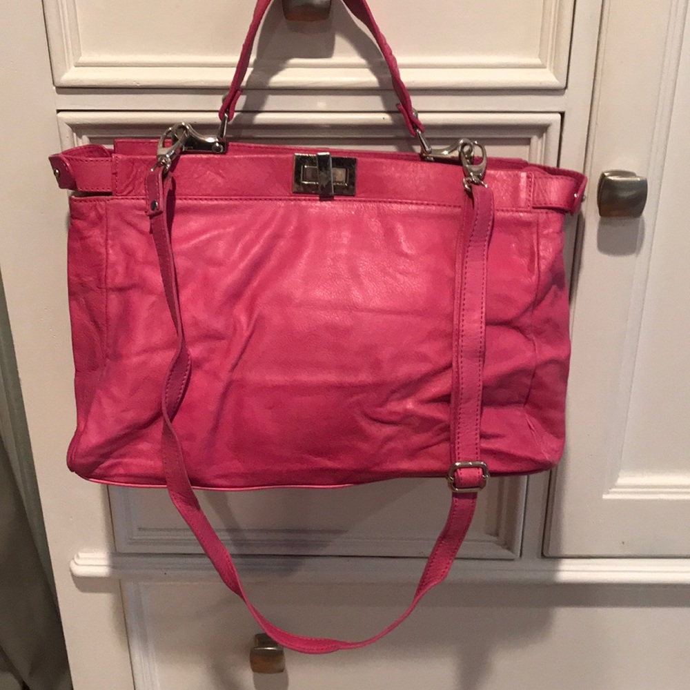 Pink Italian Leather Handbag